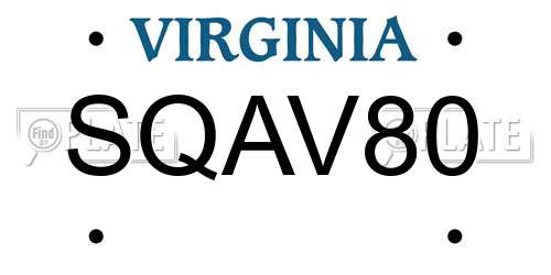 SQAV80 Virginia License Plate
