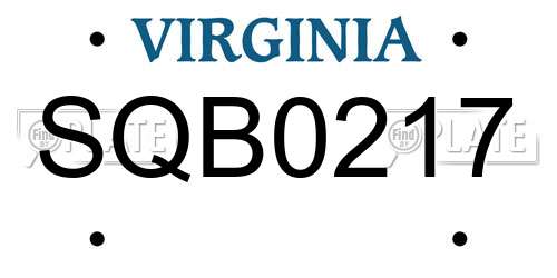 SQB0217 Virginia License Plate
