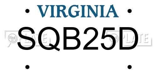 SQB25D Virginia License Plate
