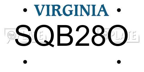 SQB28O Virginia License Plate