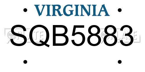 SQB5883 Virginia License Plate