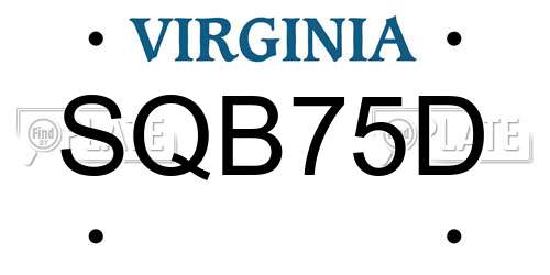 SQB75D Virginia License Plate