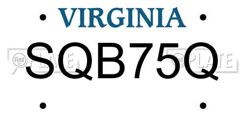 SQB75Q Virginia License Plate