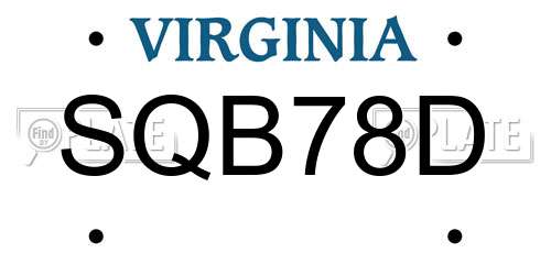 SQB78D Virginia License Plate