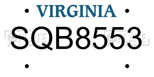 SQB8553 Virginia License Plate