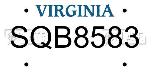 SQB8583 Virginia License Plate