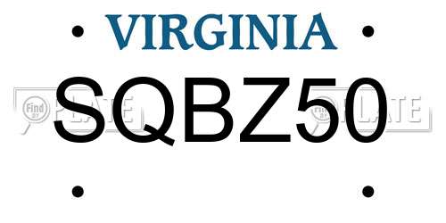 SQBZ50 Virginia License Plate