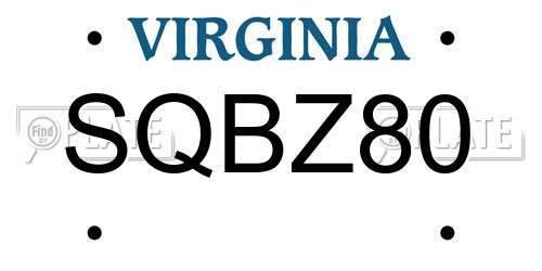 SQBZ80 Virginia License Plate