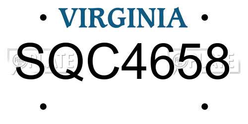 SQC4658 Virginia License Plate