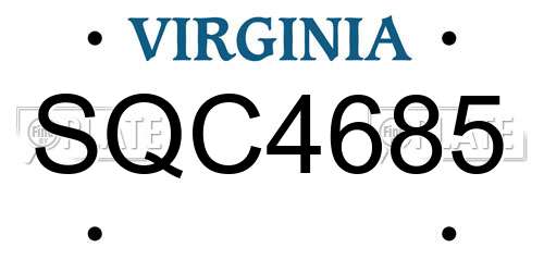 SQC4685 Virginia License Plate
