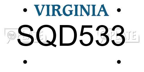 SQD533 Virginia License Plate