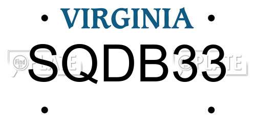 SQDB33 Virginia License Plate