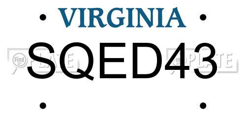 SQED43 Virginia License Plate