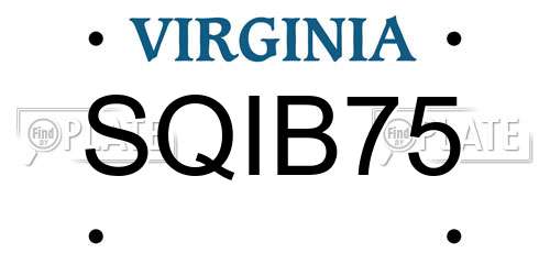 SQIB75 Virginia License Plate