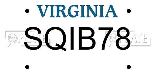 SQIB78 Virginia License Plate