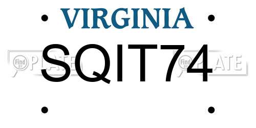 SQIT74 Virginia License Plate
