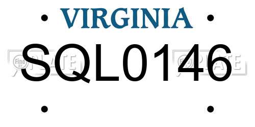 SQL0146 Virginia License Plate