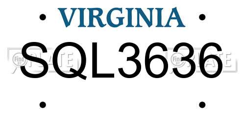 SQL3636 Virginia License Plate