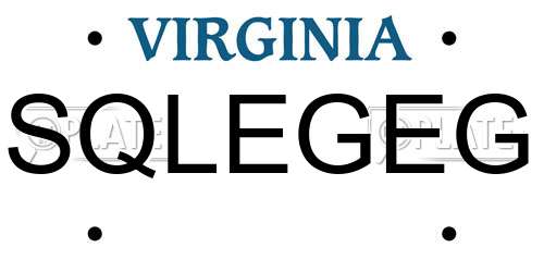 SQLEGEG Virginia License Plate