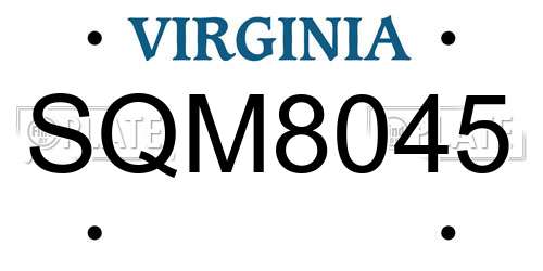 SQM8045 Virginia License Plate