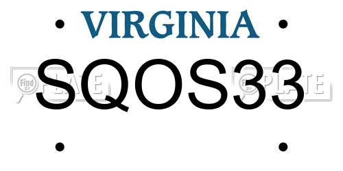 SQOS33 Virginia License Plate