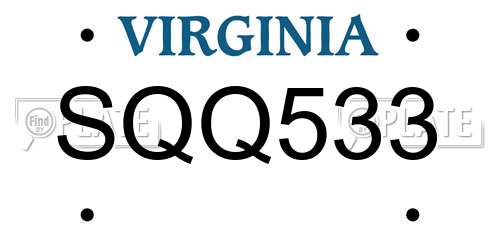 SQQ533 Virginia License Plate