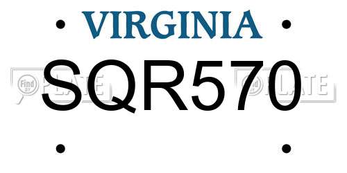 SQR570 Virginia License Plate