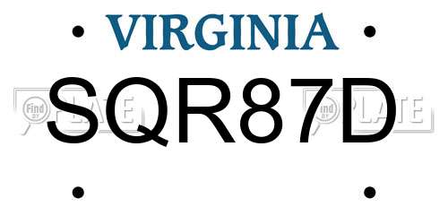 SQR87D Virginia License Plate