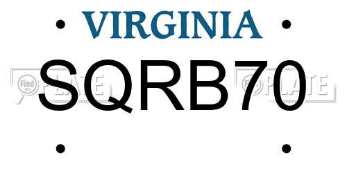 SQRB70 Virginia License Plate