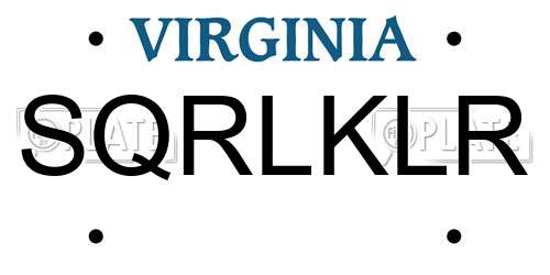 SQRLKLR Virginia License Plate