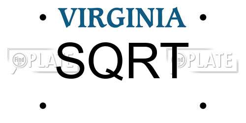 SQRT Virginia License Plate