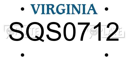 SQS0712 Virginia License Plate
