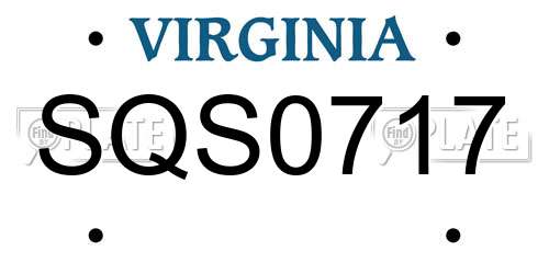 SQS0717 Virginia License Plate