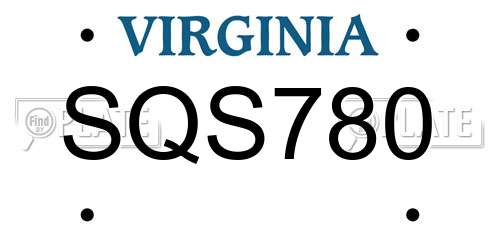 SQS780 Virginia License Plate