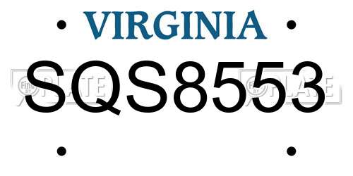 SQS8553 Virginia License Plate