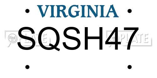 SQSH47 Virginia License Plate