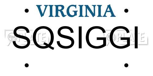 SQSIGGI Virginia License Plate