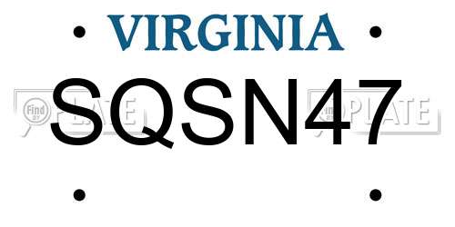 SQSN47 Virginia License Plate