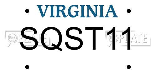 SQST11 Virginia License Plate