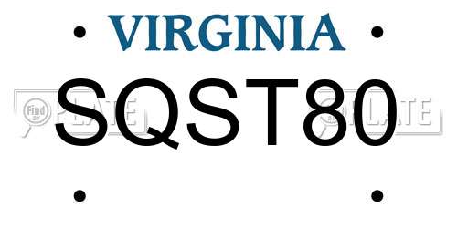 SQST80 Virginia License Plate