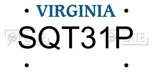 SQT31P Virginia License Plate