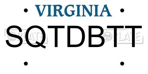 SQTDBTT Virginia License Plate