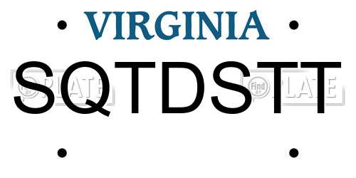 SQTDSTT Virginia License Plate