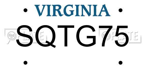 SQTG75 Virginia License Plate