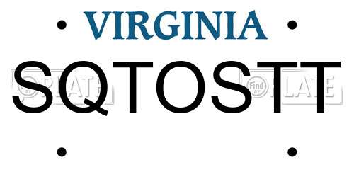 SQTOSTT Virginia License Plate