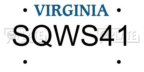 SQWS41 Virginia License Plate