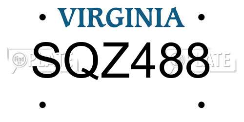 SQZ488 Virginia License Plate