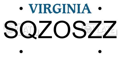 SQZOSZZ Virginia License Plate