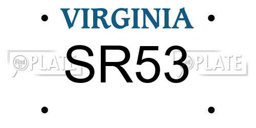 SR53 Virginia License Plate