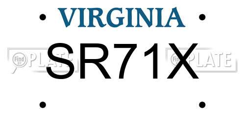 SR71X Virginia License Plate
